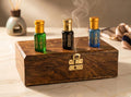 Orbitohm Royal Trio Luxury Attar Set - Elite, Luxe & Crown - 3x7ml Long Lasting Concentrated Perfume Oil in Premium Handcrafted Wooden Gift Box - Alcohol-Free Fragrance for Men, Women & Adults Regular