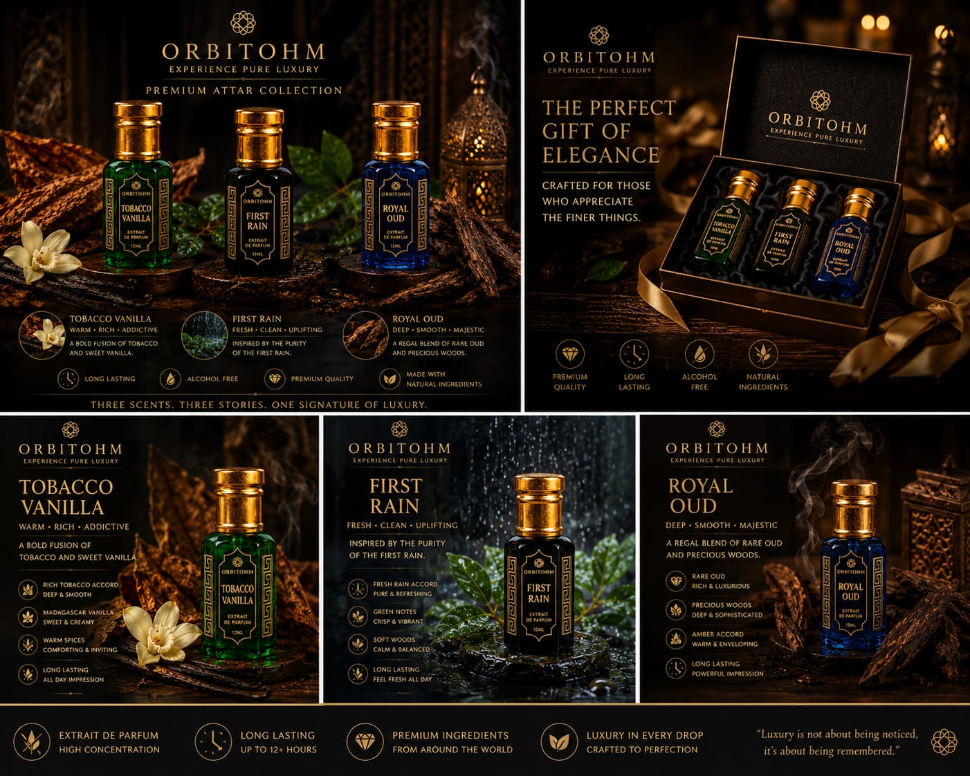 orbitohm premium attar luxury gift set (3 x 6ml) | tobacco vanilla, first rain (mitti), royal oud | long lasting, alcohol free pure extrait de parfum fragrance collection for men & women orbitohm premium attar luxury gift set (3 x 6ml) | tobacco vanilla, first rain (mitti), royal oud | long lasting, alcohol free pure extrait de parfum fragrance collection for men & women