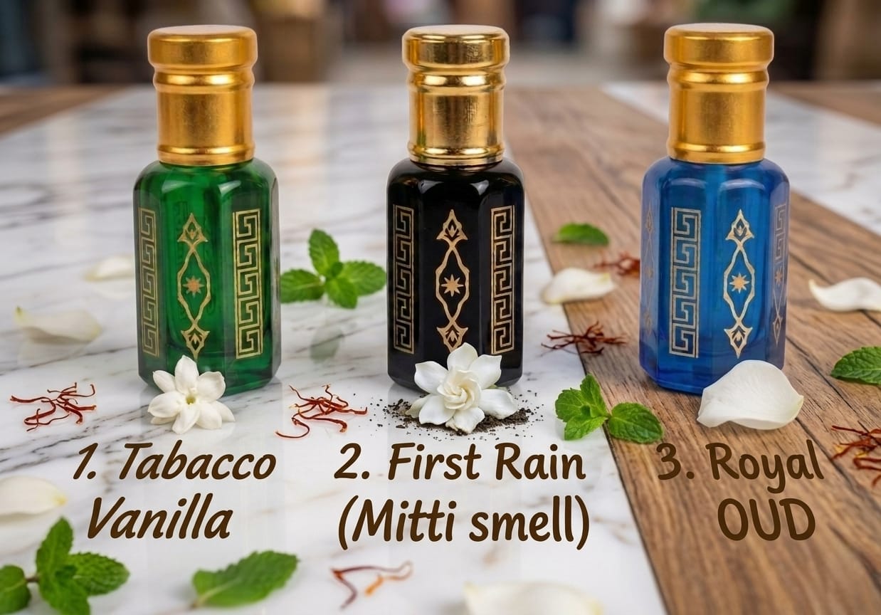 orbitohm premium attar luxury gift set (3 x 6ml) | tobacco vanilla, first rain (mitti), royal oud | long lasting, alcohol free pure extrait de parfum fragrance collection for men & women orbitohm premium attar luxury gift set (3 x 6ml) | tobacco vanilla, first rain (mitti), royal oud | long lasting, alcohol free pure extrait de parfum fragrance collection for men & women