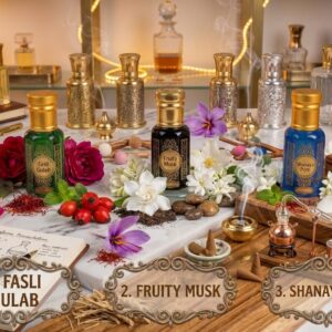 orbitohm premium attar collection gift set (3 x 6ml) | fasli gulab, fruity musk & shanaya pure | alcohol free, long lasting luxury extrait de parfum non alcoholic perfume oil blend for men & women