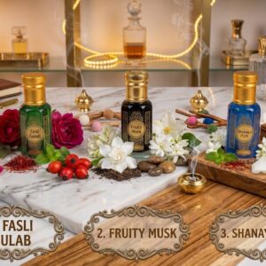 orbitohm premium attar collection gift set (3 x 6ml) | fasli gulab, fruity musk & shanaya pure | alcohol free, long lasting luxury extrait de parfum non alcoholic perfume oil blend for men & women